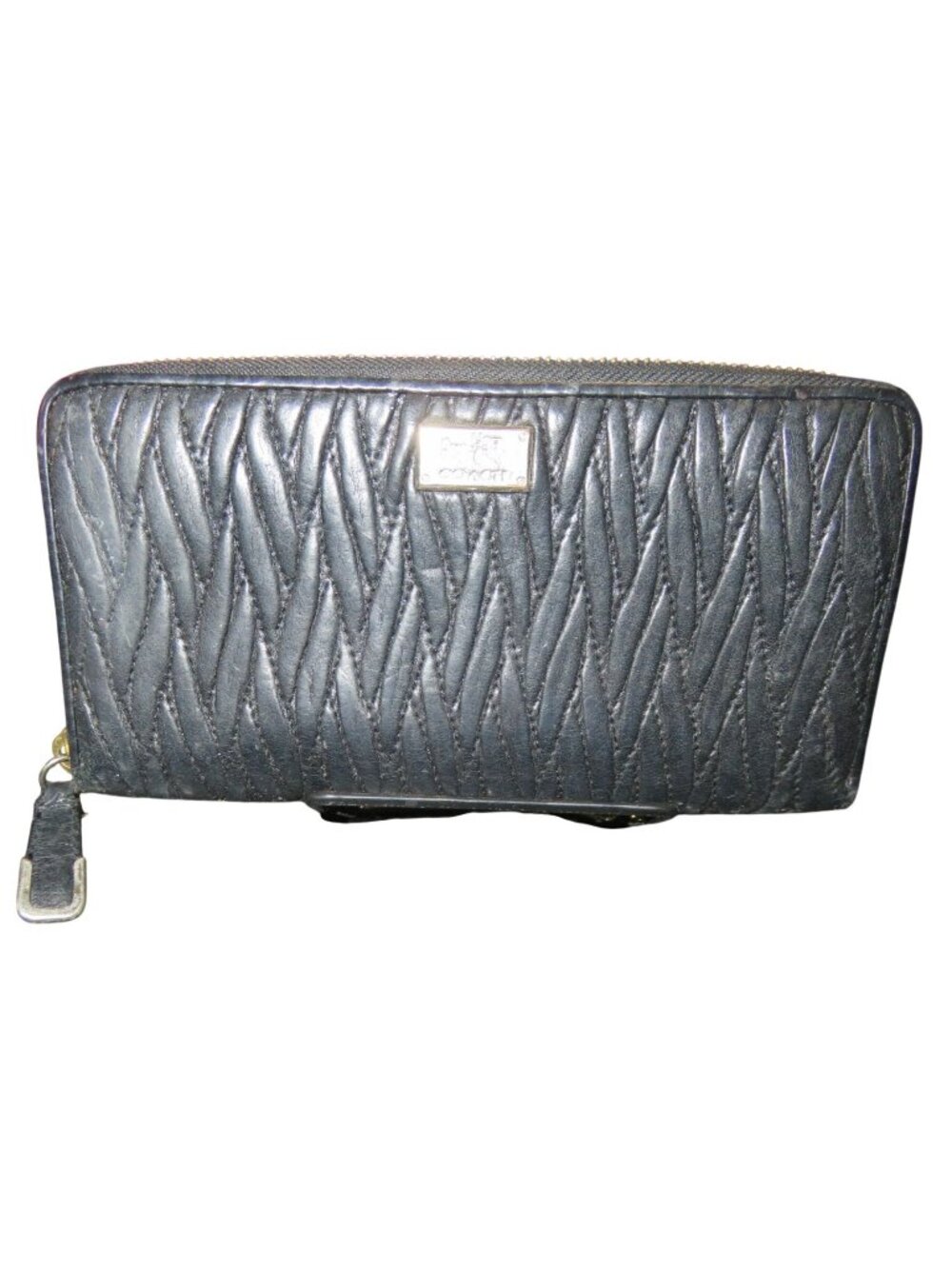 Coach Black Quilted Leather Zip Around Accordion Continental Long Wallet